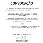 Convocação para a assembleia geral extraordinária do biênio 2022/2024